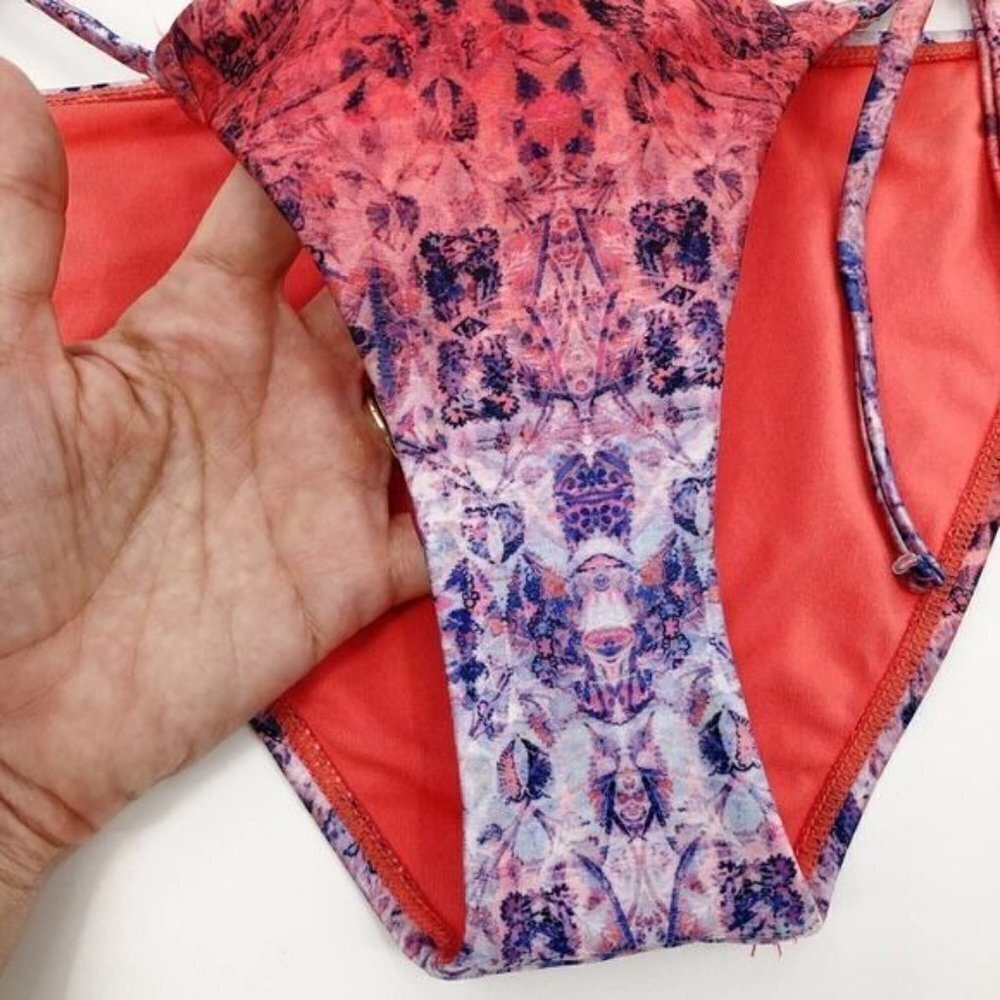 Topshop Swimsuit String Bikini Bottoms Festival Ombre Pink Women's Size 4 NWOT - Picture 11 of 12